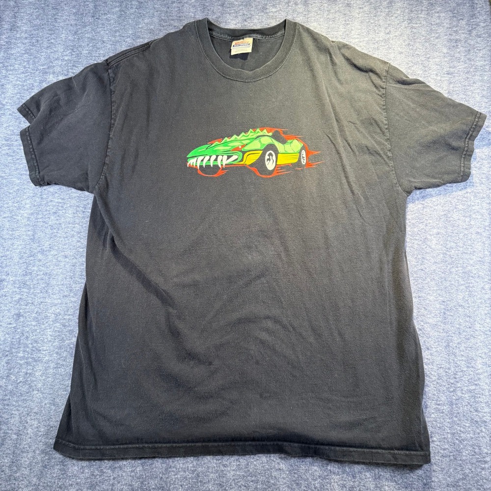 Vintage Hanes Mens XL Commander Croc Hot Wheels Graphic T-Shirt Black Cotton